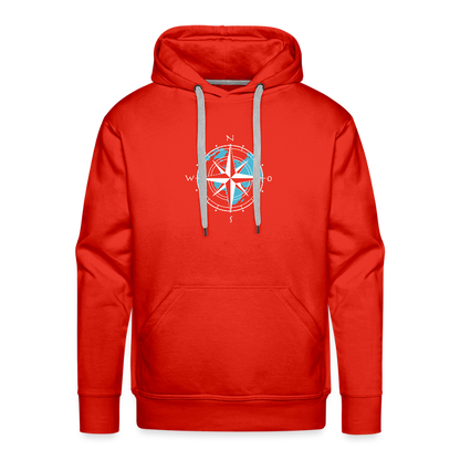 Herren Premium Hoodie - Kompass (weiss) - Rot