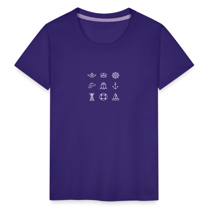 Kinder Premium T-Shirt - Nautik Doodles (weiss) - Lila