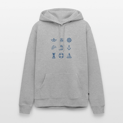 Herren Premium Hoodie - Nautik Doodles - Grau meliert