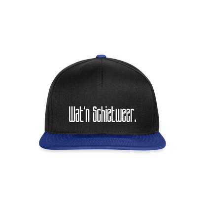 Snapback Cap - wat'n Schietweer (weiss) - Schwarz/Königsblau