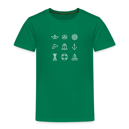 Kinder Premium T-Shirt - Nautik Doodles (weiss) - Kelly Green