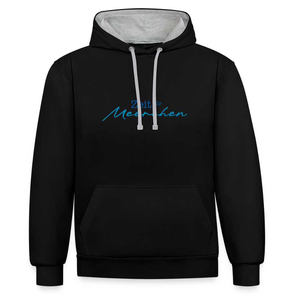 Unisex Kontrast-Hoodie - Zeit für Meerchen - Schwarz/Grau meliert