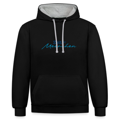 Unisex Kontrast-Hoodie - Zeit für Meerchen - Schwarz/Grau meliert