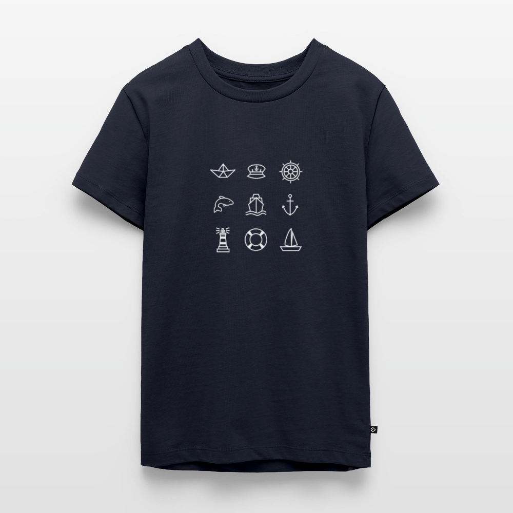 Teenager Premium T-Shirt - Nautik Doodles (weiss) - Navy