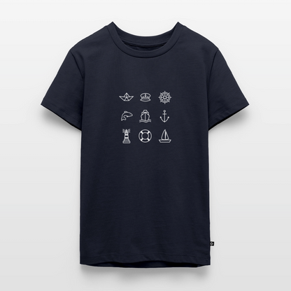Teenager Premium T-Shirt - Nautik Doodles (weiss) - Navy