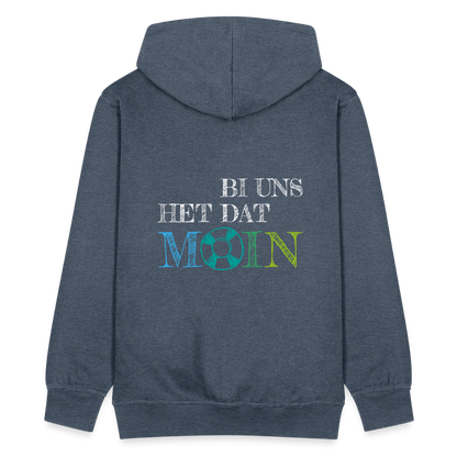 Herren Premium Kapuzenjacke - Bi uns het dat Moin (weiss) - Jeansblau