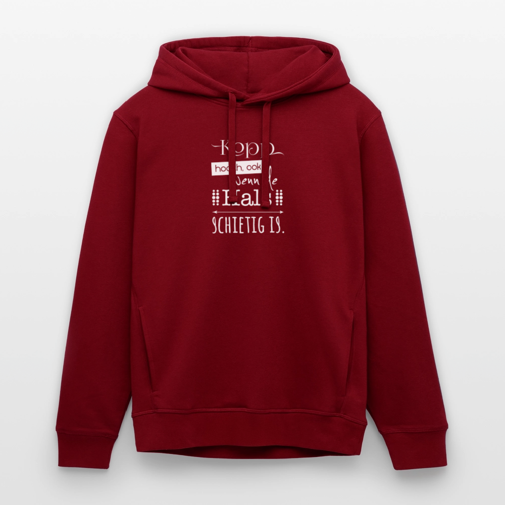 Unisex Bio-Hoodie - Kopp hooch (weiss) - Burgunderrot