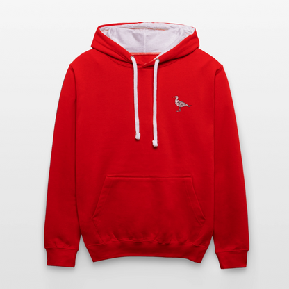 Möwe - Unisex Kontrast-Hoodie - Rot/Weiß