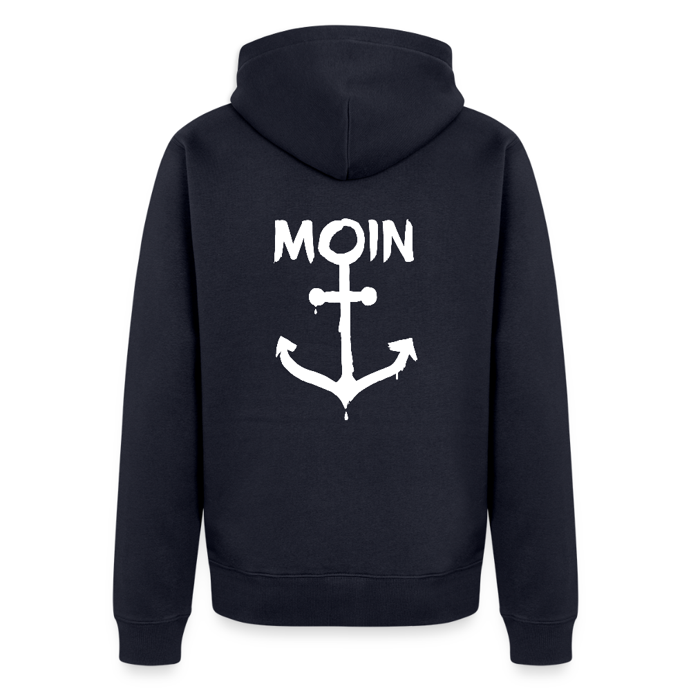Herren Premium Kapuzenjacke - Moin Anker (weiss) - Navy