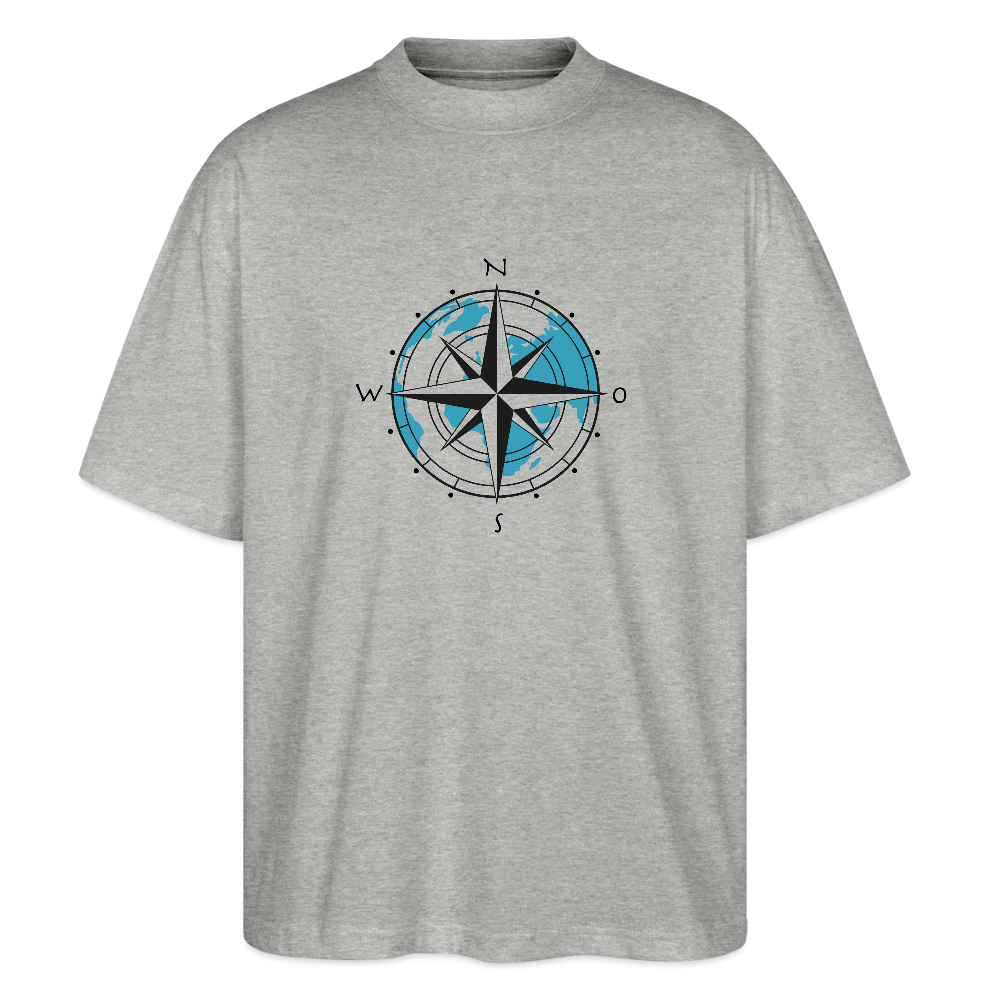 Unisex Oversize Bio-T-Shirt - Kompass - Grau meliert