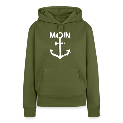 Damen Premium Hoodie - Moin Anker (weiss) - Khaki