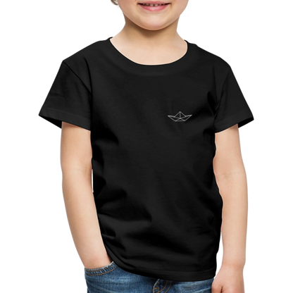 Kinder Premium T-Shirt - Origami Boot (weiss) - Schwarz