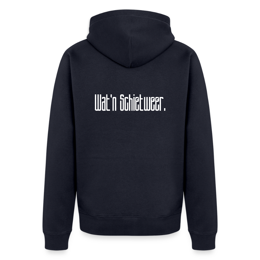 Herren Premium Kapuzenjacke - wat'n Schietweer (weiss) - Navy