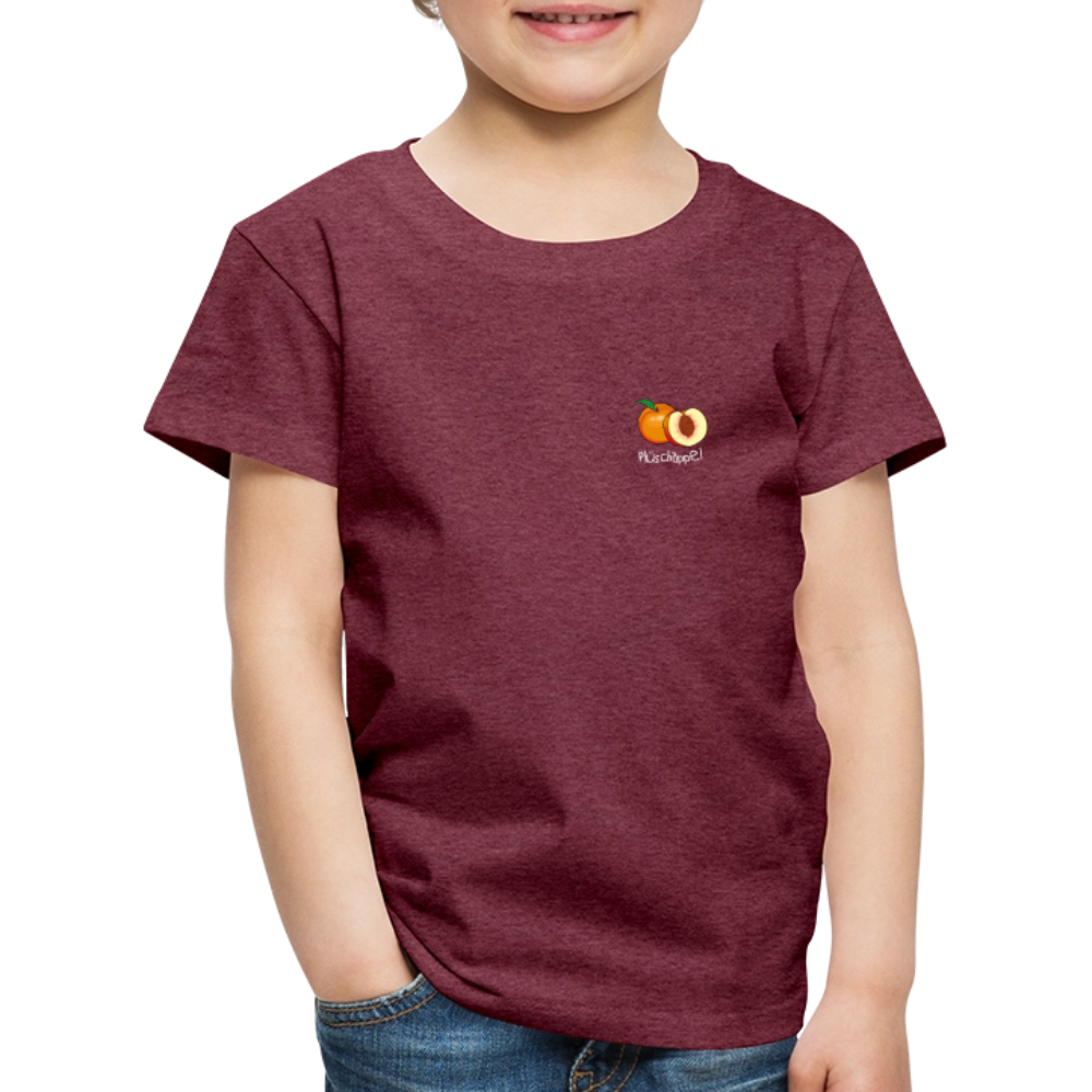 Kinder Premium T-Shirt - Plüschappel (weiss) - Bordeauxrot meliert
