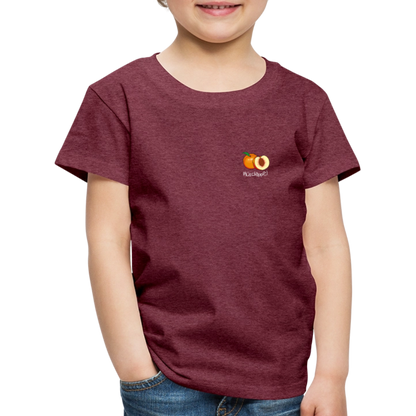 Kinder Premium T-Shirt - Plüschappel (weiss) - Bordeauxrot meliert
