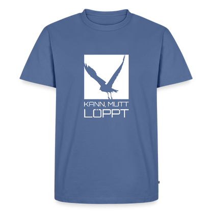 Herren Premium Bio T-Shirt - kann, mutt, löppt (weiss) - Taubenblau