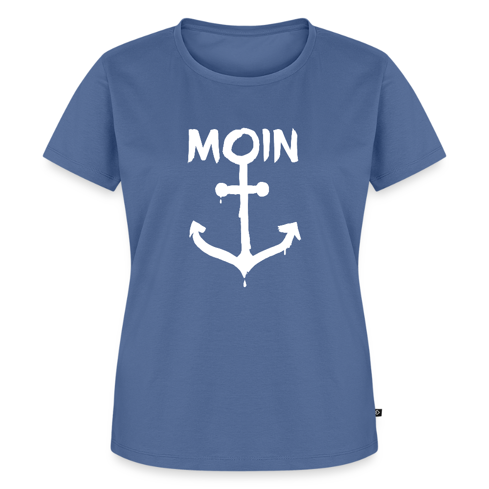 Damen Premium Bio T-Shirt - Moin Anker (weiss) - Taubenblau