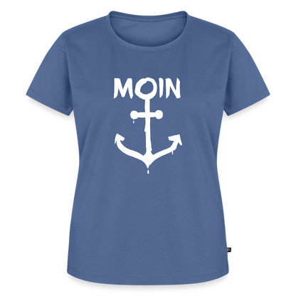 Damen Premium Bio T-Shirt - Moin Anker (weiss) - Taubenblau