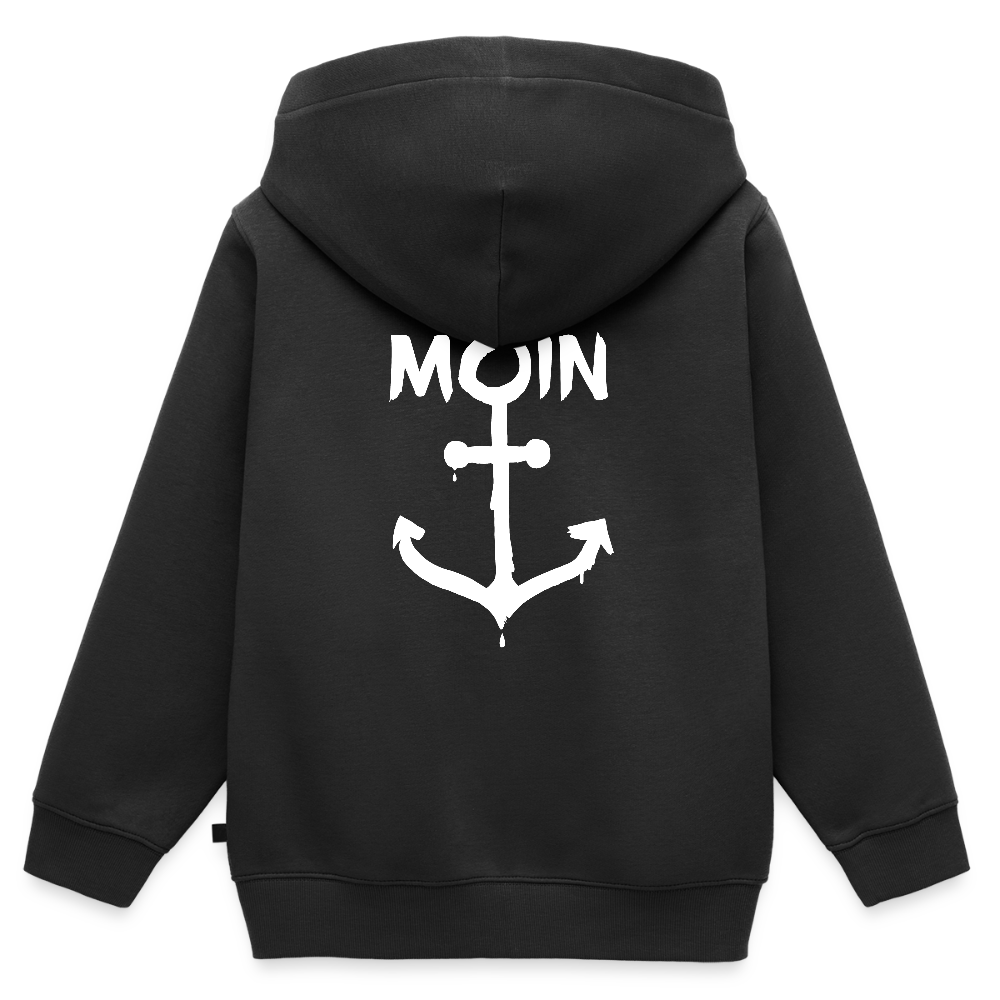 Kinder Premium Kapuzenjacke - Moin Anker (weiss) - Schwarz