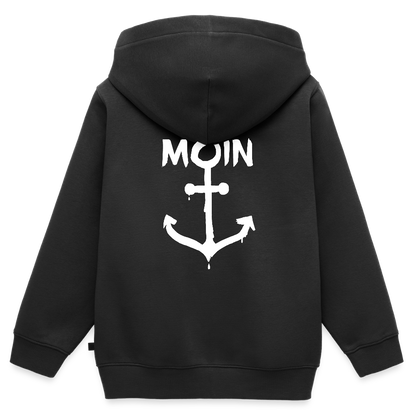 Kinder Premium Kapuzenjacke - Moin Anker (weiss) - Schwarz