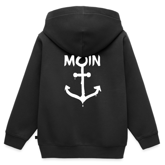 Kinder Premium Kapuzenjacke - Moin Anker (weiss) - Schwarz