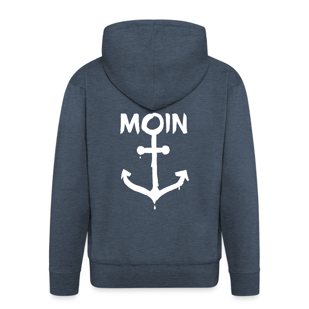 Herren Premium Kapuzenjacke - Moin Anker (weiss) - Jeansblau