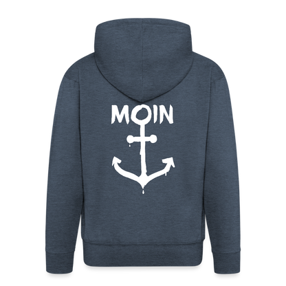 Herren Premium Kapuzenjacke - Moin Anker (weiss) - Jeansblau
