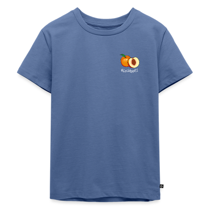 Kinder Premium T-Shirt - Plüschappel (weiss) - Taubenblau