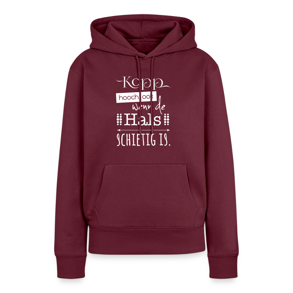 Damen Premium Hoodie - Kopp hooch (weiss) - Burgunderrot