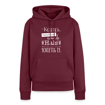 Damen Premium Hoodie - Kopp hooch (weiss) - Burgunderrot