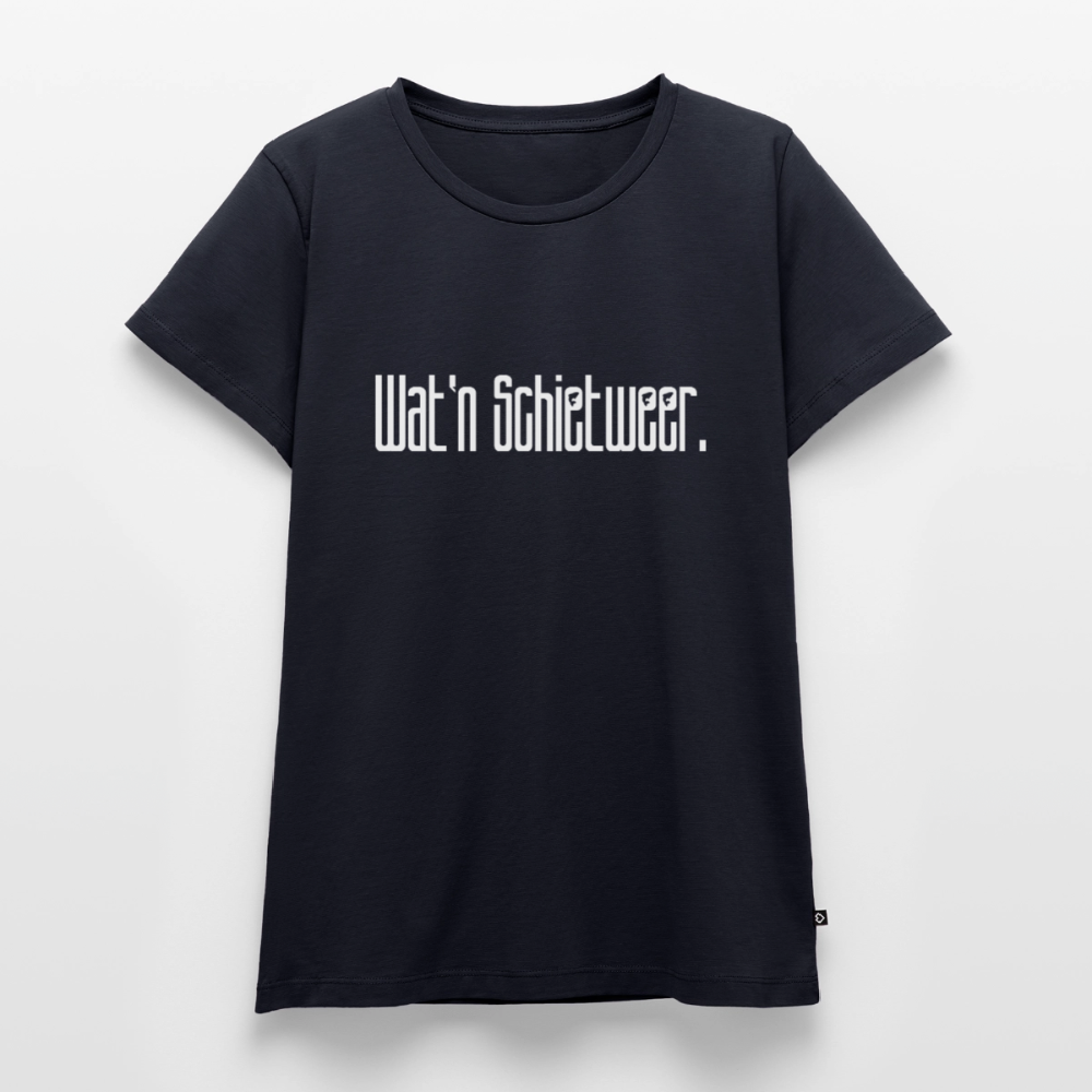 Damen Premium Bio T-Shirt - wat'n Schietweer (weiss) - Navy