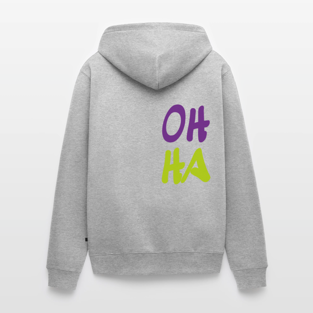 Herren Premium Kapuzenjacke - Oh ha - Grau meliert