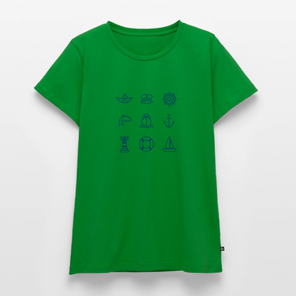 Damen Premium Bio T-Shirt - Nautik Doodles - Grün