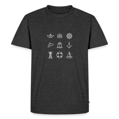 Herren Premium Bio T-Shirt - Nautik Doodles (weiss) - Anthrazit meliert