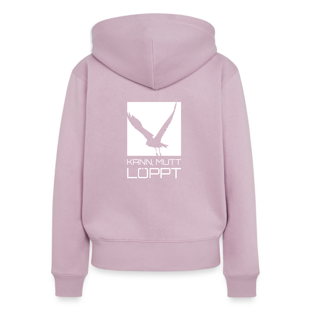 Damen Premium Kapuzenjacke - kann, mutt, löppt - Altrosa