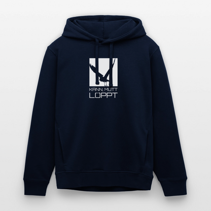 Unisex Bio-Hoodie - kann, mutt, löppt (weiss) - Navy