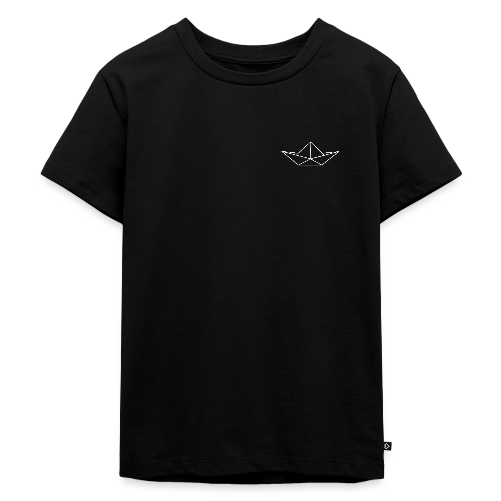 Kinder Premium T-Shirt - Origami Boot (weiss) - Schwarz