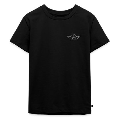 Kinder Premium T-Shirt - Origami Boot (weiss) - Schwarz