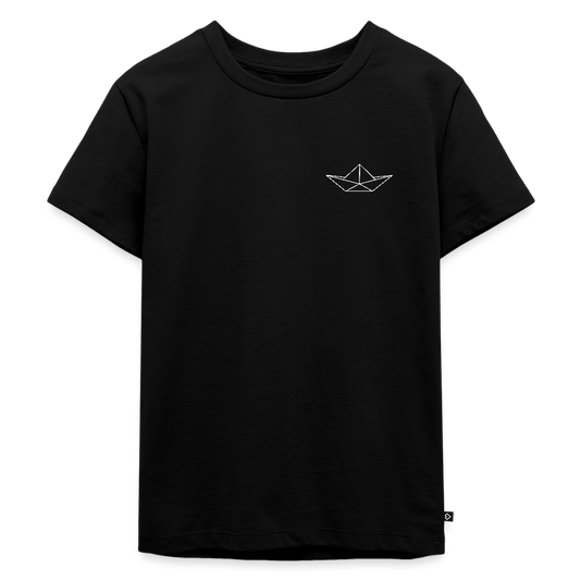 Kinder Premium T-Shirt - Origami Boot (weiss) - Schwarz