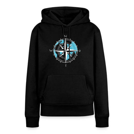 Damen Premium Hoodie - Kompass (weiss) - Schwarz