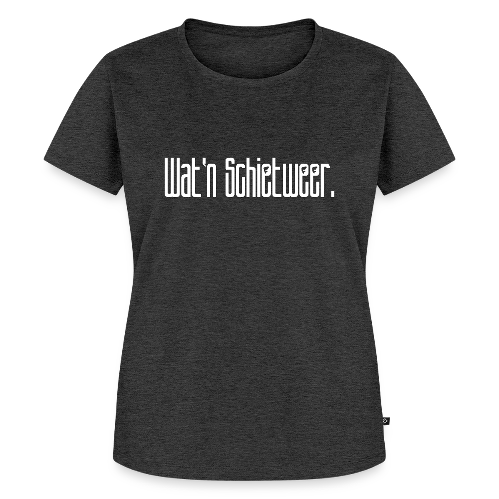 Damen Premium Bio T-Shirt - wat'n Schietweer (weiss) - Anthrazit meliert