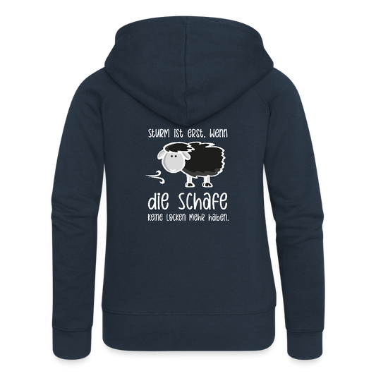 Frauen Premium Kapuzenjacke - Schaf (weiss) - Navy