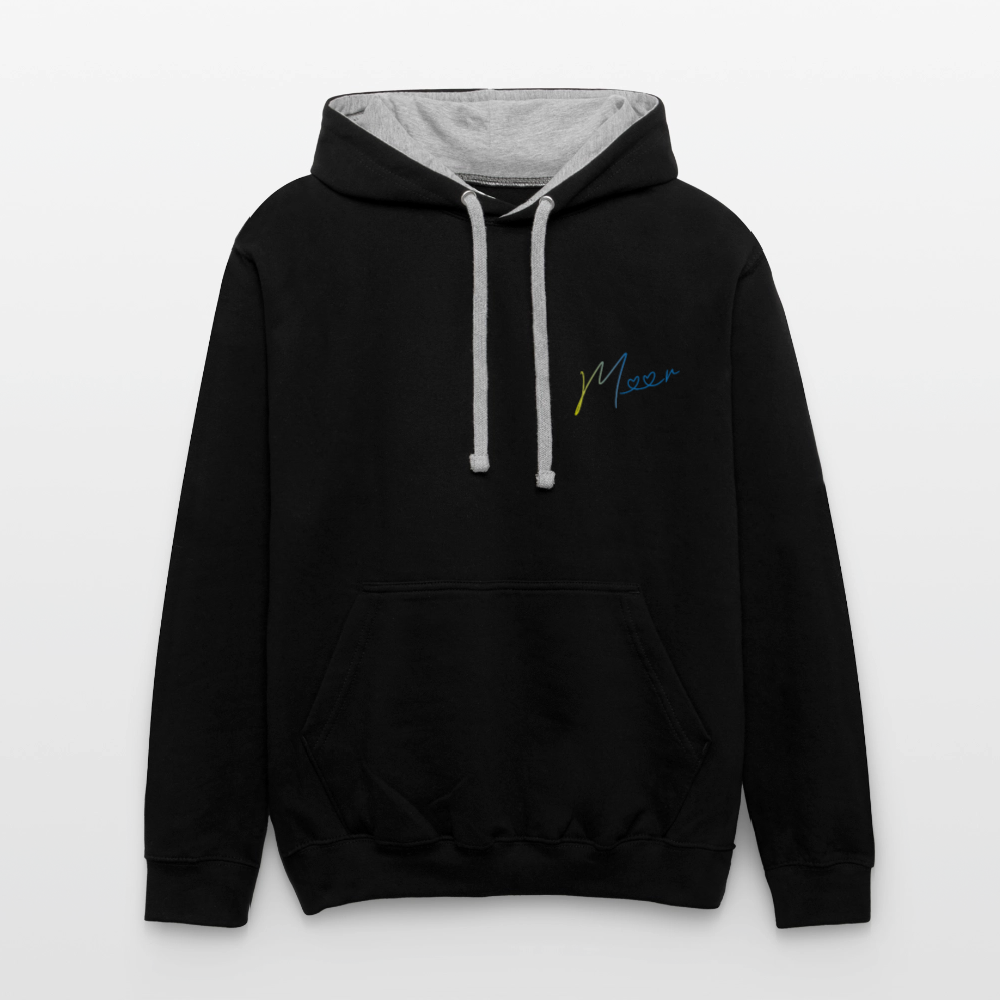 Unisex Kontrast-Hoodie - Meer - Schwarz/Grau meliert