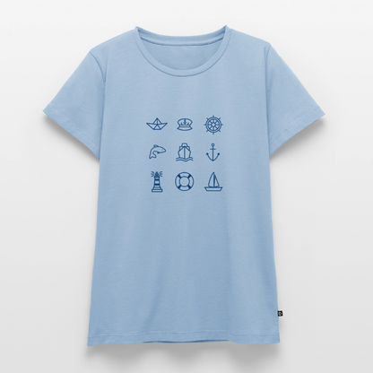 Damen Premium Bio T-Shirt - Nautik Doodles - Hellblau