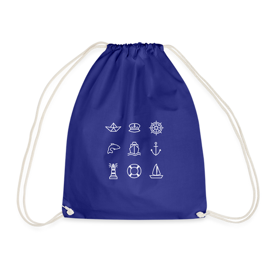 Turnbeutel - Nautik Doodles (weiss) - Königsblau