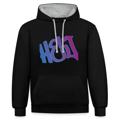 Unisex Kontrast-Hoodie - Hej - Schwarz/Grau meliert