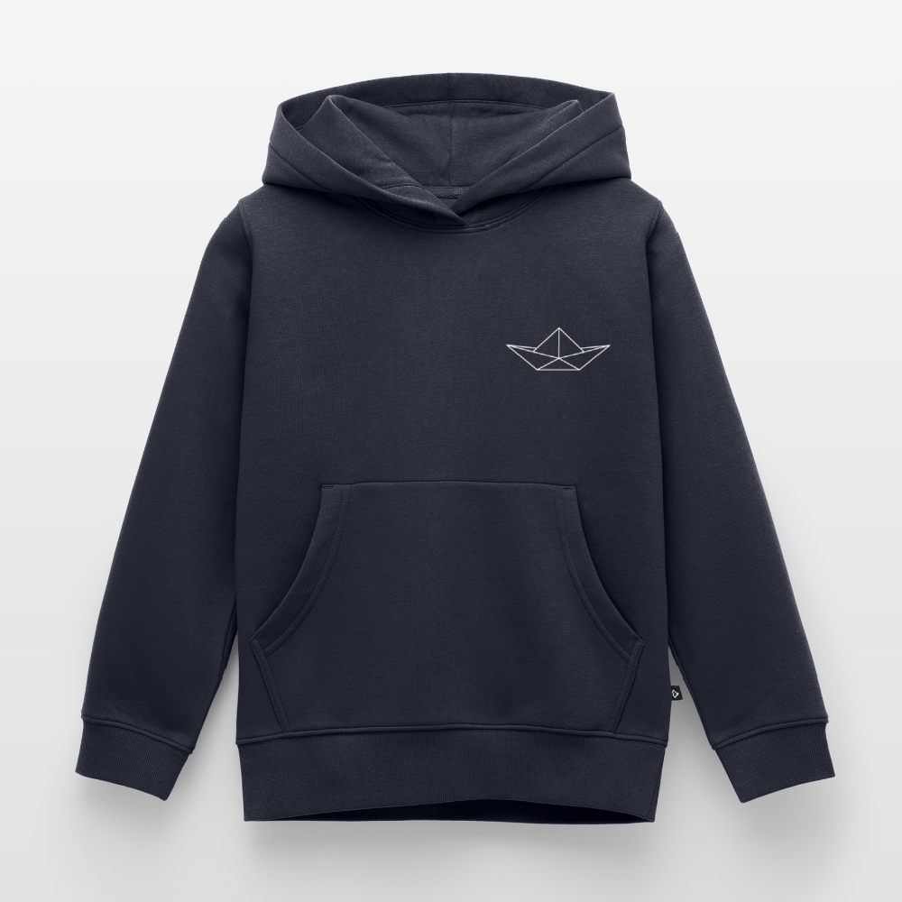 Kinder Premium Hoodie - Origami Boot (weiss) - Navy