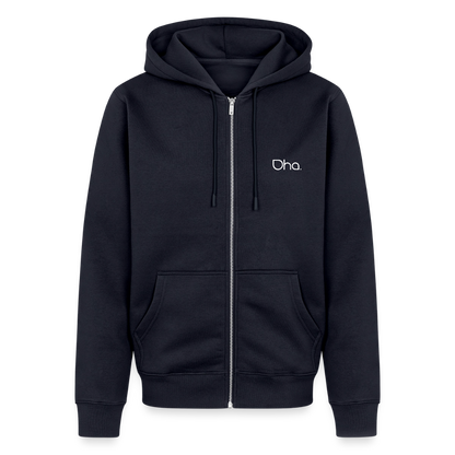 Oha (weiß) - Herren Premium Kapuzenjacke - Navy