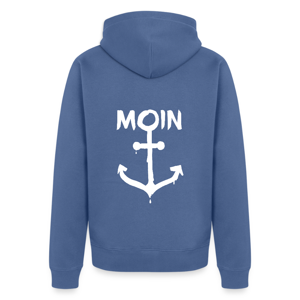 Herren Premium Kapuzenjacke - Moin Anker (weiss) - Taubenblau