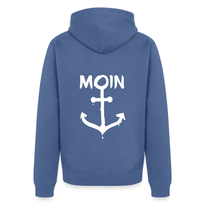 Herren Premium Kapuzenjacke - Moin Anker (weiss) - Taubenblau